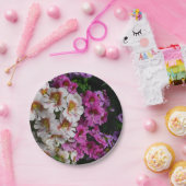 蝶の花ホワイトピンクと紫 ペーパープレート (パーティー)