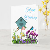 蝶の花園の誕生日グリーティングカード カード (黄色い花)