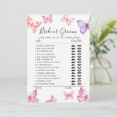 蝶の花嫁または花婿ゲームの完全に編集可能なカード 招待状 (スタンド正面)