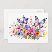 蝶の花柄 ポストカード (正面/裏面)
