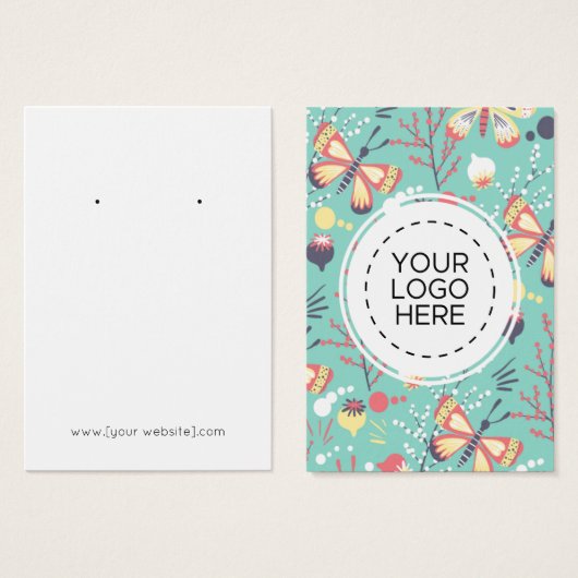 蝶の花模様イヤリングディスプレイカード (正面&裏面)