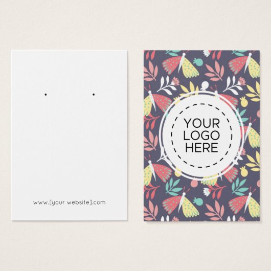 蝶の花模様イヤリングディスプレイカード (正面&裏面)