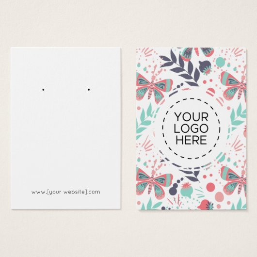 蝶の花模様イヤリングディスプレイカード (正面&裏面)