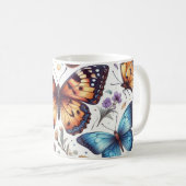 蝶の花模様自然 コーヒーマグカップ (正面右)