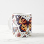 蝶の花模様自然 コーヒーマグカップ (正面左)