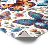 蝶の花模様自然 ポスター (角)