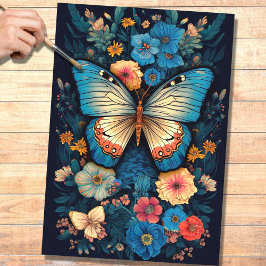 蝶の花模様1 Decopage紙 薄葉紙