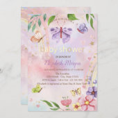 蝶の花虹の赤ちゃんシャワー 招待状 (正面/裏面)