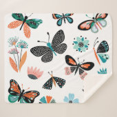 蝶の花：手描きコレクション シェルパブランケット (正面(横))