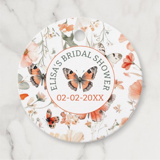 蝶の草原 水彩 CUSTOM ブライダルシャワー フェイバータグ (正面)
