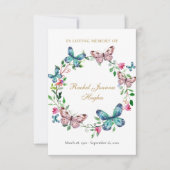 蝶の葬儀追悼祈り詩カード (正面)