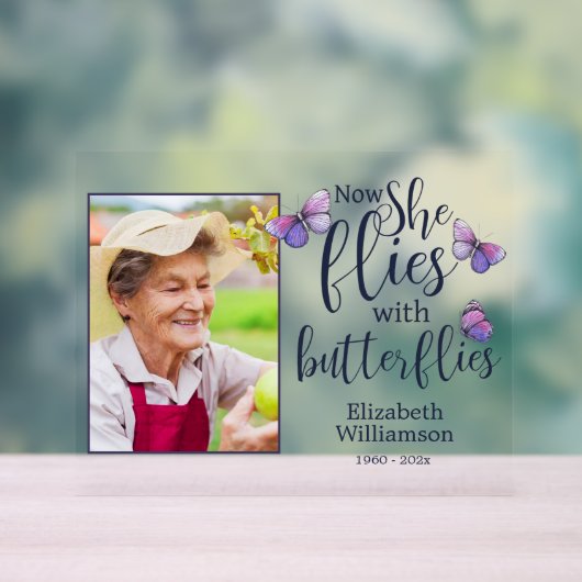 蝶の記念撮影で飛ぶ アクリルサイン (ニュートラル)