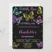 蝶の誕生日おめでとう招待状 招待状 (正面)