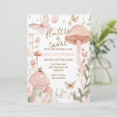 蝶の誕生日の招待フェアリーピンクの誕生日 招待状 (スタンド正面)