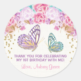 蝶の誕生日ステッカー、1st誕生日ステッカー ラウンドシール