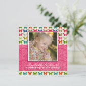 蝶の誕生日パーティーの招待状 招待状 (スタンド正面)