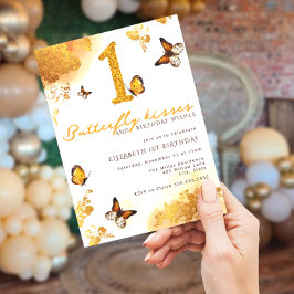 蝶の誕生日パーティーの招待状 招待状