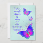 蝶の誕生日パーティーの招待状 招待状 (正面)