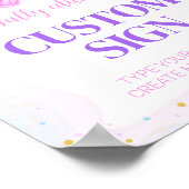 蝶の誕生日パーティーカスタムテーブルサイン ポスター (角)