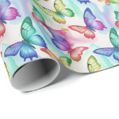 蝶の誕生日パーティーシャワ結婚ーズ ラッピングペーパー (ロールコーナー)