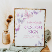 蝶の誕生日パーティーテーブルの看板 ポスター