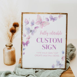 蝶の誕生日パーティーテーブルの看板 ポスター