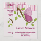 蝶の誕生日パーティー招待状 招待状 (正面/裏面)