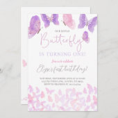 蝶の誕生日パーティー招待蝶 招待状 (正面/裏面)
