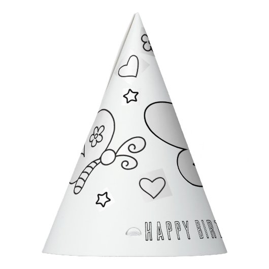 蝶の誕生日パーティー – 色あなたのパーティー帽子 パーティーハット (左)