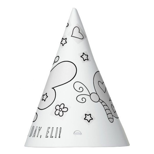 蝶の誕生日パーティー – 色あなたのパーティー帽子 パーティーハット (右)