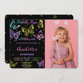 蝶の誕生日写真招待状 招待状