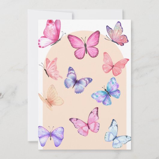 蝶の誕生日招待状 招待状 (裏面)