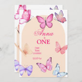 蝶の誕生日招待状 招待状 (正面/裏面)