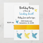 蝶の誕生日招待状 招待状 (正面/裏面)