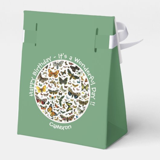 蝶の誕生日、パーティーのコラージュのアイテム フェイバーボックス (裏面サイド)