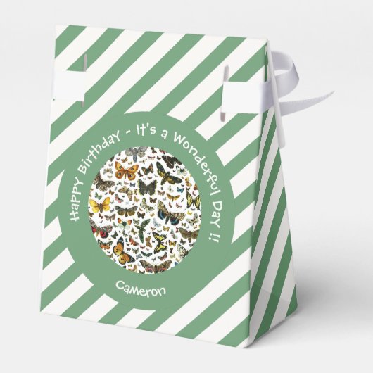 蝶の誕生日、パーティーのコラージュのアイテム フェイバーボックス (裏面サイド)