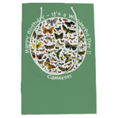 蝶の誕生日、パーティーのコラージュのアイテム ミディアムペーパーバッグ (正面)