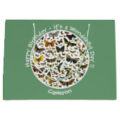 蝶の誕生日、パーティーのコラージュのアイテム ラージペーパーバッグ (正面)