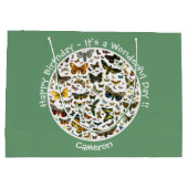 蝶の誕生日、パーティーのコラージュのアイテム ラージペーパーバッグ (裏面)