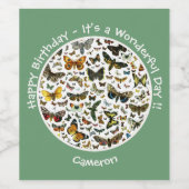 蝶の誕生日、パーティーのコラージュのアイテム ワインラベル (シングルラベル)