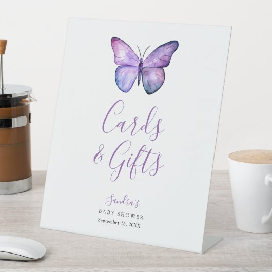 蝶の赤ちゃんエレガントシャワーカードとギフト 台座サイン (インサイチュ)