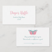 蝶の赤ちゃんシャワーおむつラッフルチケット エンクロージャーカード (正面/裏面)