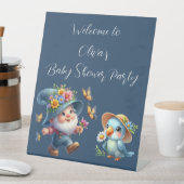 蝶の赤ちゃんシャワーと可愛い幸せ格言 台座サイン (インサイチュ)