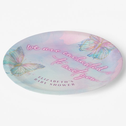 蝶の赤ちゃんシャワーに会って魅惑の夢 ペーパープレート (アングル)