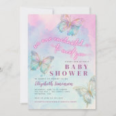 蝶の赤ちゃんシャワーに会って魅惑の夢 招待状 (正面)