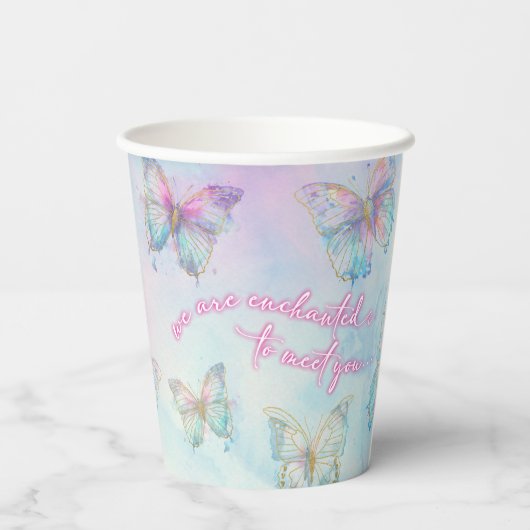 蝶の赤ちゃんシャワーに会って魅惑の夢 紙コップ (裏面)