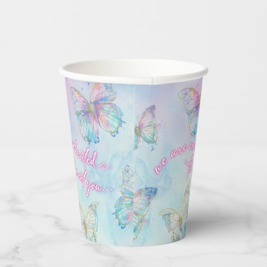 蝶の赤ちゃんシャワーに会って魅惑の夢 紙コップ (右)