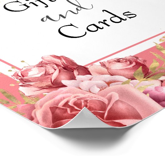 蝶の赤ちゃんシャワーのギフトとカードのパーティーサイン ポスター (角)