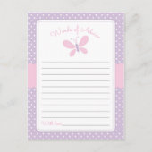 蝶の赤ちゃんシャワーの言葉のアドバイス紫ピンク アドバイスカード (正面)