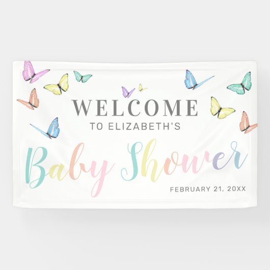 蝶の赤ちゃんシャワーへようこそ 横断幕 (横)